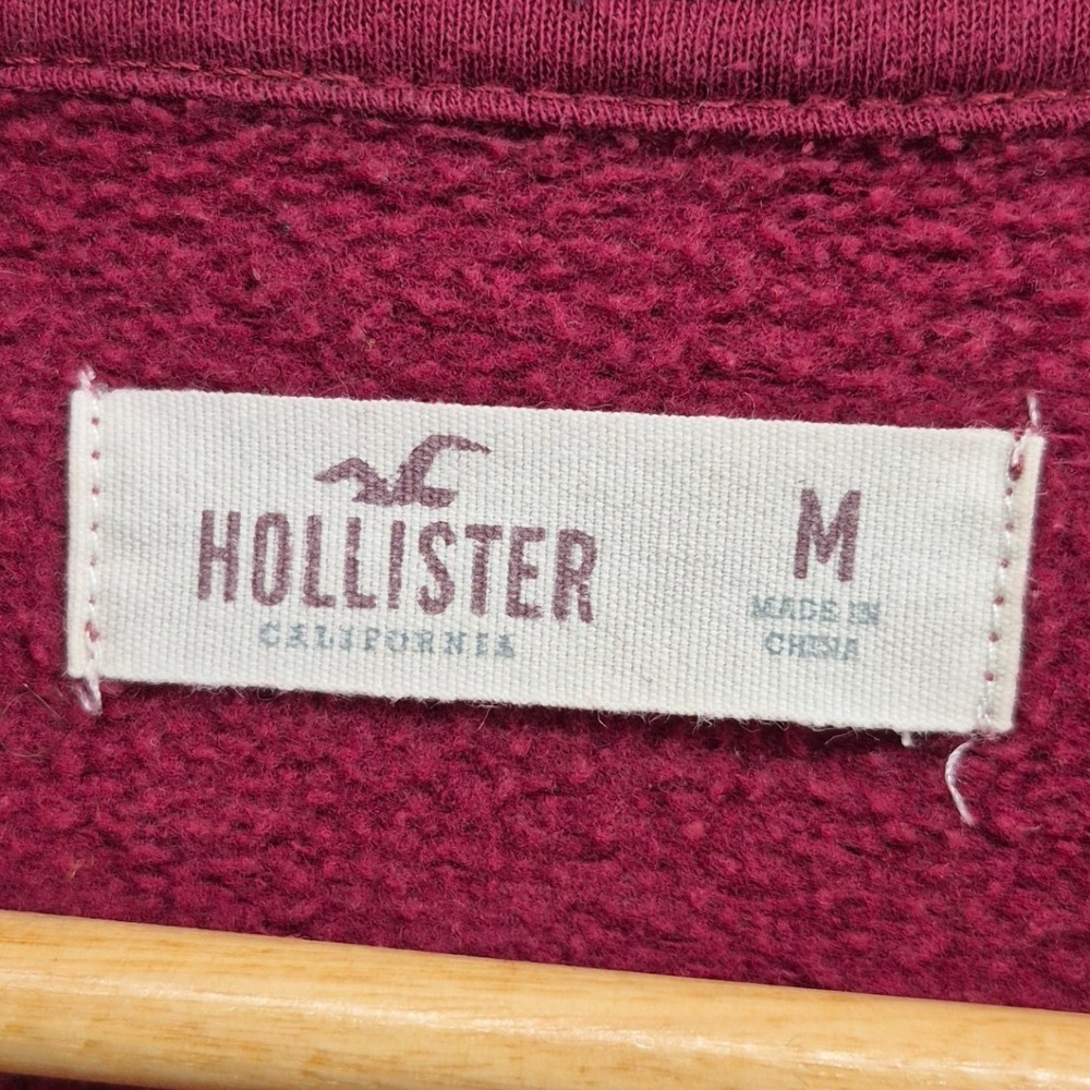 Hollister California Zip Hoodie Burgundy Gray Colorblock Sweatshirt Sz M Varsity - Picture 7 of 12
